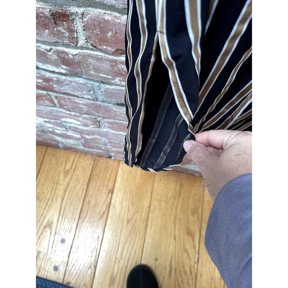 NWT 7 For All Mankind Button Front Shirt Dress,‎ Black Striped Midi Small Belted - Picture 4 of 6